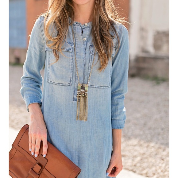 white christmas dresses Vintage Gap Distressed Denim Shirt Dress